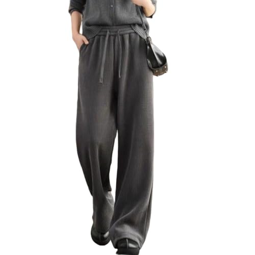 Damen Cordhose Mit Weitem Bein Grau Vintage Palazzo Hose Mit Elastischem Kordelzug Freizeithose Winter Samt Rippung Gerades Bein Lockere Lounge Hose S Damen Cordhose Mit Weitem Bein Grau Vintage Palazzo Hose Mit Elastischem Kordelzug Freizeithose Winter Samt Rippung Gerades Bein Lockere Lounge Hose S von LIROMA