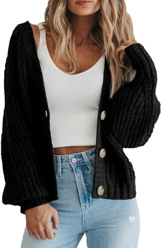 LIROMA Grobstrick Strickjacke Für Damen Modisch Gerippte Strickjacke Vorne Offen Damen Pullover Mit V Ausschnitt Mantel Herbst Und Winter Kurze Baggy Strickjacke Pullover Oberbekleidung Schwarz L LIROMA Grobstrick Strickjacke Für Damen Modisch Gerippte Strickjacke Vorne Offen Damen Pullover Mit V Ausschnitt Mantel Herbst Und Winter Kurze Baggy Strickjacke Pullover Oberbekleidung Schwarz L von LIROMA