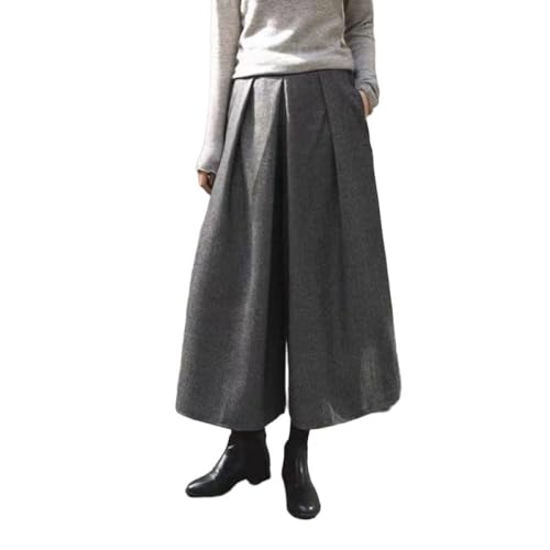 LIROMA Hose Mit Weitem Bein Für Damen Im Winter Modische Palazzo Hose Mit Hoher Taille Fischgrät Wollmischung Culottes Hose Elegante Baggy Kurzhose Hose Mit Taschen Grau M LIROMA Hose Mit Weitem Bein Für Damen Im Winter Modische Palazzo Hose Mit Hoher Taille Fischgrät Wollmischung Culottes Hose Elegante Baggy Kurzhose Hose Mit Taschen Grau M von LIROMA