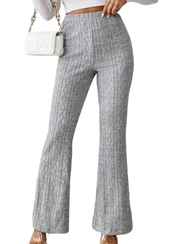 LIROMA Hose Mit Weitem Bein Für Damen Winter Grau Zopfmuster Lässige Lounge Hose Elegant Schmal Bell Bottom Elastisch Hohe Taille Damen Weiche Komfort Palazzo Hose Ausgestellte Lange Hose S LIROMA Hose Mit Weitem Bein Für Damen Winter Grau Zopfmuster Lässige Lounge Hose Elegant Schmal Bell Bottom Elastisch Hohe Taille Damen Weiche Komfort Palazzo Hose Ausgestellte Lange Hose S von LIROMA