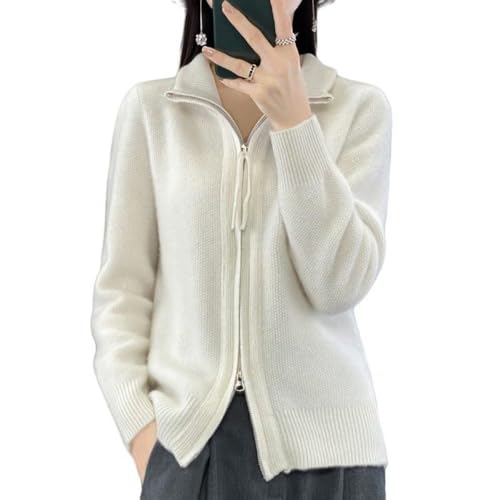 Strickjacke Aus Merinowolle Für Damen Strickjacke Vorne Offen Doppelreißverschluss Damenpullover Mantel Herbst Winter Weiche Kaschmir Strickjacke Pullover Oberbekleidung Sweatshirt Mantel Weiß M Strickjacke Aus Merinowolle Für Damen Strickjacke Vorne Offen Doppelreißverschluss Damenpullover Mantel Herbst Winter Weiche Kaschmir Strickjacke Pullover Oberbekleidung Sweatshirt Mantel Weiß M von LIROMA