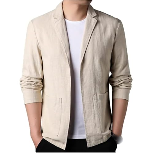 Anzüge & Sakkos Für Herren,Herren Lässige Leinen Anzug Ohne Knöpfe Jacke Große Taschen Sport Blazer Mantel Stilvolle Khaki Regular Fit Blazer Geeignet Für Party Date Prom Smart Blazer, 3XL Anzüge & Sakkos Für Herren,Herren Lässige Leinen Anzug Ohne Knöpfe Jacke Große Taschen Sport Blazer Mantel Stilvolle Khaki Regular Fit Blazer Geeignet Für Party Date Prom Smart Blazer, 3XL von LIRU