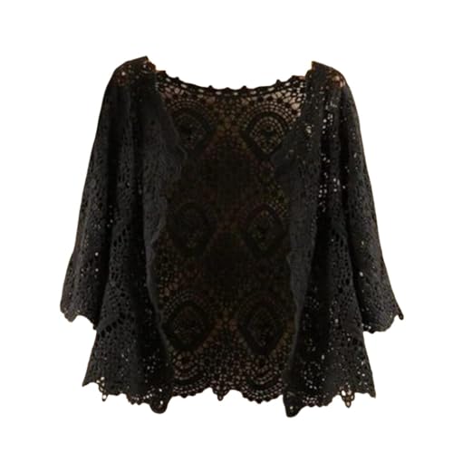 Bolero Strickjacke Oberbekleidung,Bolero Shrug 3/4 Ärmel Für Damen Kurze Strickjacke Stilvolle Florale Spitzenbluse Sommerhäkeljacke Vorne Offen V Ausschnitt Festivaljacke Strand Vertuschungen Für Bolero Strickjacke Oberbekleidung,Bolero Shrug 3/4 Ärmel Für Damen Kurze Strickjacke Stilvolle Florale Spitzenbluse Sommerhäkeljacke Vorne Offen V Ausschnitt Festivaljacke Strand Vertuschungen Für von LIRU