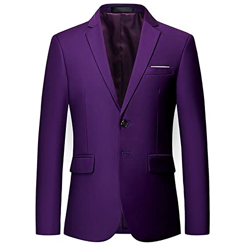 Herren Sakko,Lässiger Herren Blazer Mit 2 Knöpfen Lila Schmal Geschnittener Blazer Reguläre Passform Elegante Formelle Business Anzugjacke Geeignet Für Party Datum Abschlussball Hochzeit Smoking XXL von LIRU