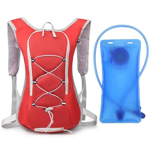 Wasserweste for Läufer, Laufweste, Wasserflasche, Verstellbarer und leichter Trinkrucksack mit 1,5-Liter-Wasserbeutel for Wandern und Radfahren(Red) von LISHAOHU