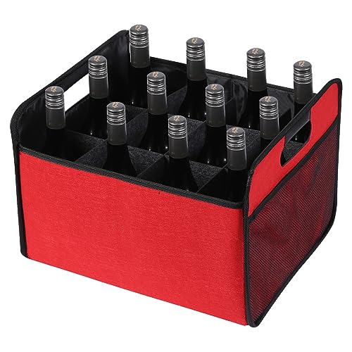 LITLANDSTAR Flaschenträger mit 12 Flaschen, FlaschenTasche aus Filz Wiederverwendbare Tragetasche mit Trennwänden für Party Reise Picknick, 38 cm x 32 cm x 28 cm (Rot) von LITLANDSTAR