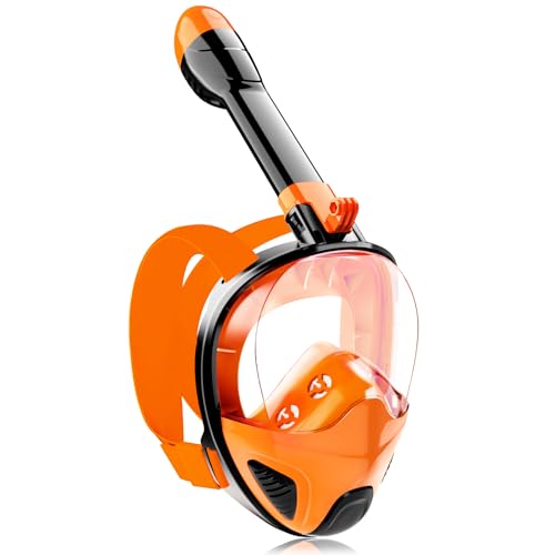 LITTLEJSY Schnorchelmaske Full Face, Schnorchelausrüstung mit Kamerahalterung, 180 Grad Panoramablick Schnorchelset Anti-Fog Anti-Leck von LITTLEJSY