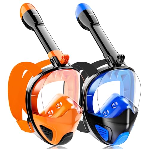 LITTLEJSY Schnorchelmaske Vollmaske 2Pack, Tauchermaske Vollgesichtsmaske mit 180° Sichtfeld und Kamerahalter, Anti-Fog und Anti-Leck Tauchmaske Vollmaske für Erwachsene Kinder von LITTLEJSY