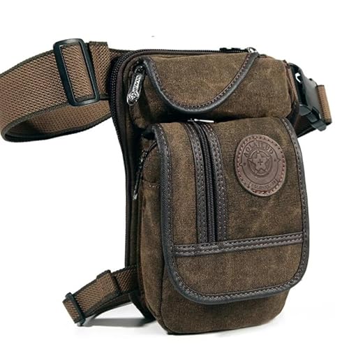 Beintasche Motorrad Herren Canvas Drop Beintasche Motorrad Mehrzweck Messenger Schultertasche Gürtel Hüfte Bum Taille Fanny Pack for Camping Motorrad Beintasche(Coffee) von LIUCHUCHU