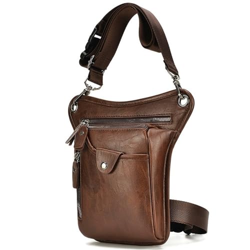 Beintasche Motorrad Leder Taille Pack Drop Bein Tasche for Männer Frauen Gürtel Hüfte Tasche Multifunktions Motorrad Fahrrad Outdoor Wandern Camping Motorrad Beintasche(Brown) von LIUCHUCHU