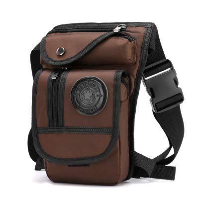 Beintasche Motorrad Leinwand Drop Beinbeutel Motorrad Mehrzweck Messenger Umhängetasche Gürtel Hüfte Bum Taille Fanny Pack Motorrad Beintasche(Coffee) von LIUCHUCHU