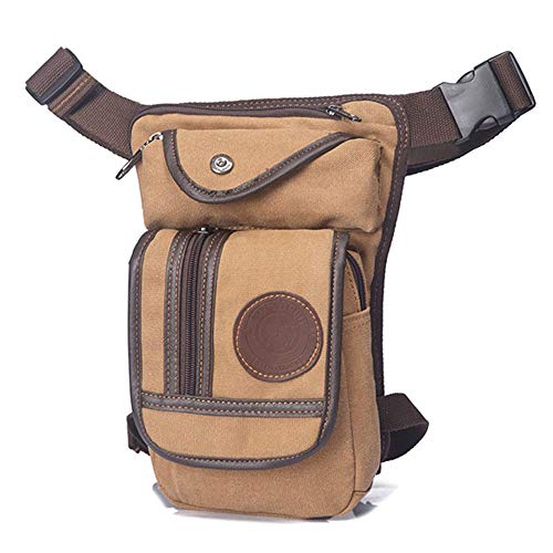 Beintasche Motorrad Leinwand Drop Beinbeutel Motorrad Mehrzweck Messenger Umhängetasche Gürtel Hüfte Bum Taille Fanny Pack Motorrad Beintasche(Khaki) von LIUCHUCHU