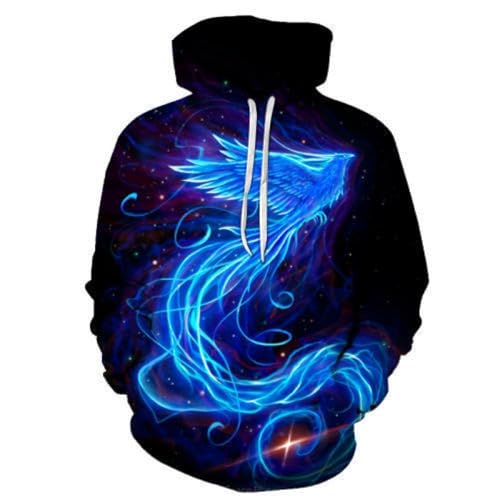 LIULINLIN Abstrakte Blaue Flamme Phoenix 3D-Druck Unisex Hoodie Sweatshirt Kinder Pullover Langarm Übergröße Trainingsanzug von LIULINLIN