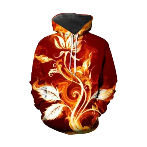 LIULINLIN Abstrakte Kunst Flamme Blumen 3D-Druck Unisex Hoodie Sweatshirt Pullover Langarm Übergröße Trainingsanzug von LIULINLIN