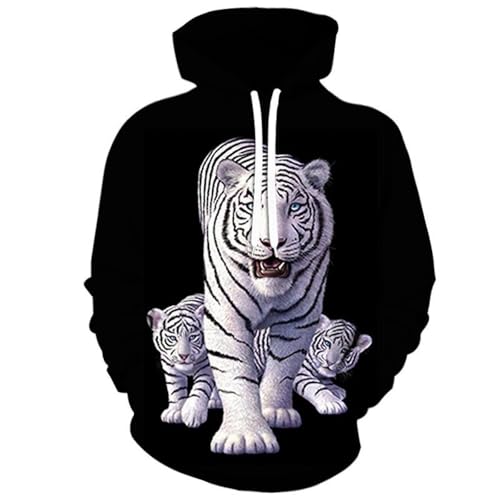 LIULINLIN Animal Black White Tiger 3D-Druck Unisex Hoodie Sweatshirt Kinderpullover Langarm Plus Size Sportbekleidung von LIULINLIN