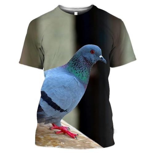 LIULINLIN Animal Color Dove Herren-T-Shirt, 3D-Druck, Herren, täglich, lässig, kurzärmelig, Street-Top, locker von LIULINLIN