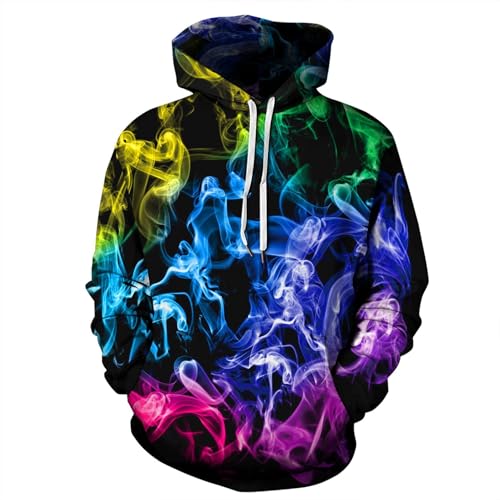 LIULINLIN Bunte abstrakte Rauchmalerei Unisex Hip Hop 3D Hoodie Outdoor Casual Langarm Sweatshirt Street Fashion Jacke von LIULINLIN