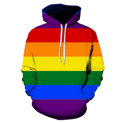 LIULINLIN Buntes Streifenmuster Herren 3D-Druck Hoodie Pullover Lässiges Streetwear-Sweatshirt Übergroße Langarm von LIULINLIN