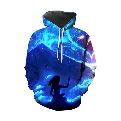 LIULINLIN Cool Cartoon Girl Starry Sky Unisex Hip Hop 3D Hoodie Outdoor Casual Langarm Sweatshirt Street Fashion Jacke von LIULINLIN