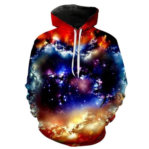 LIULINLIN Coole Bunte Sternenhimmel Galaxy Unisex Hip Hop 3D Hoodie Outdoor Casual Langarm Sweatshirt Street Fashion Jacke von LIULINLIN