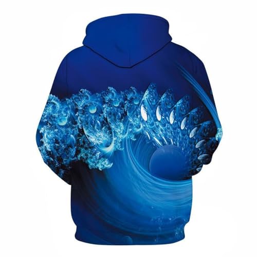 LIULINLIN Cooler Blauer Splash Swirl Hoodie, 3D-Gedruckter Pullover, lässiges, übergroßes Kapuzenpullover für Herren und Damen, Cooler Hoodie von LIULINLIN