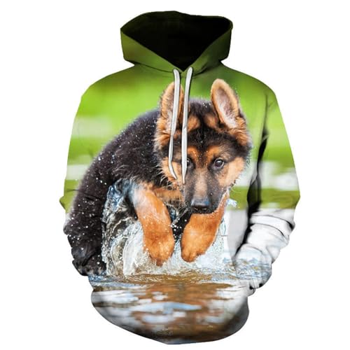 LIULINLIN Creek Black Animal Dog 3D-Druck Unisex Hoodie Sweatshirt Kinderpullover Langarm Plus Size Sportbekleidung von LIULINLIN