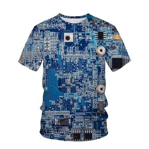 LIULINLIN Elektronische Teile Muster Herren T-Shirt 3D gedruckt Kurzarm Top Sommer Casual Street Hip-Hop beliebtes Top von LIULINLIN