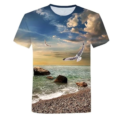 LIULINLIN Flying White Seagull 3D-Druck Herren-T-Shirt, atmungsaktiv, Straße, Harajuku, Streetwear, kurzärmelig, Tops für Damen und Herren von LIULINLIN