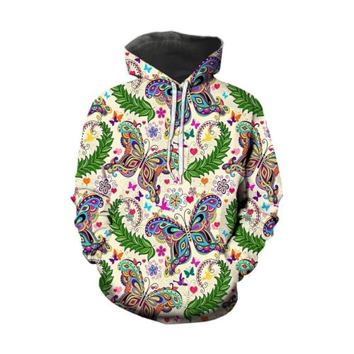 LIULINLIN Geometrisches Muster Schmetterling Blume Unisex Hip Hop 3D Hoodie Outdoor Casual Langarm Sweatshirt Street Fashion Jacke von LIULINLIN