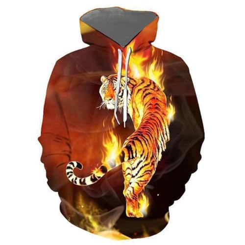 LIULINLIN Kreative Kunst Flamme Tiger 3D Druck Herbst männer Hoodie Hip-Hop Persönlichkeit Trend Kreative Harajuku Lose Casual Wear von LIULINLIN