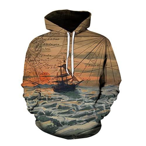 LIULINLIN Kreative Ozean Koordinaten Segelboot 3D Gedruckt männer Hoodie Street Fashion Trend Casual Lose Bequeme Jacke Sportswear von LIULINLIN