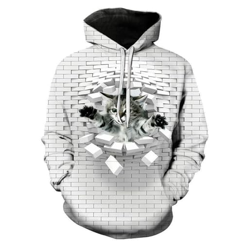 LIULINLIN Kreative Wand Tier Katze 3D Druck männer Hoodie Street Fashion Trend Casual Lose Bequeme Jacke Sportswear von LIULINLIN