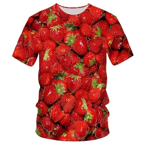 LIULINLIN Modisches Herren-T-Shirt mit frischem Obstmuster, Sommer, beliebtes Harajuku, lässig, Rundhalsausschnitt, bequem, kurzärmelig von LIULINLIN