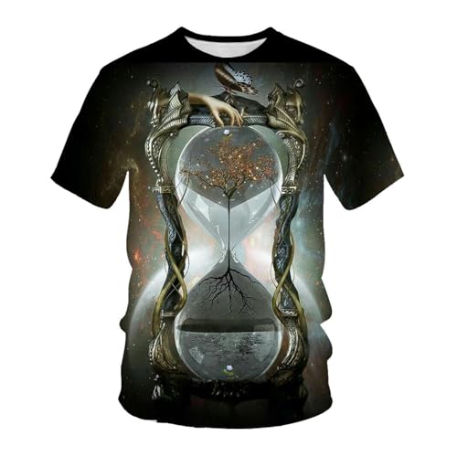 LIULINLIN Modisches Sanduhr-Muster-Herren-T-Shirt, 3D-gedrucktes Kurzarm-Oberteil, Sommer, lässig, Straße, Hip-Hop, beliebtes Oberteil von LIULINLIN