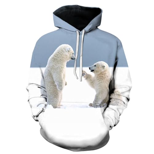 LIULINLIN Niedlicher Tierweißer Bär Unisex Hip Hop 3D Hoodie Outdoor Casual Langarm Sweatshirt Street Fashion Jacke von LIULINLIN