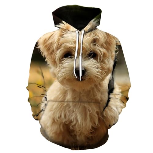 LIULINLIN Pelziger süßer Tierhund 3D-Druck Herren Kapuzenpullover Street Fashion Trend Lässige lose Bequeme Jacke Sportbekleidung von LIULINLIN