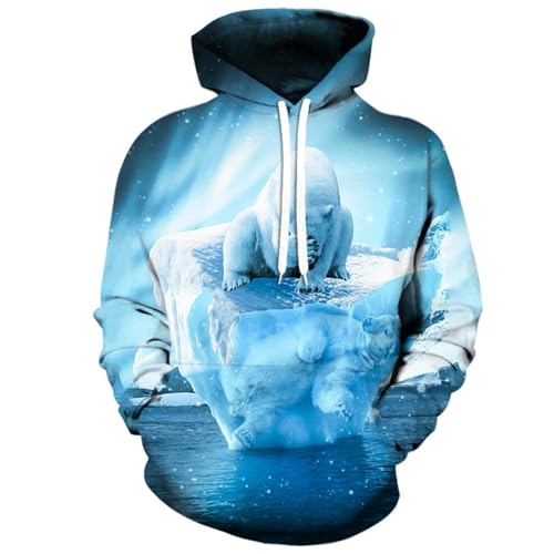 LIULINLIN Schnee Gletscher Eisbär 3D Druck Herbst männer Hoodie Hip-Hop Persönlichkeit Trend Kreative Harajuku Lose Casual Wear von LIULINLIN