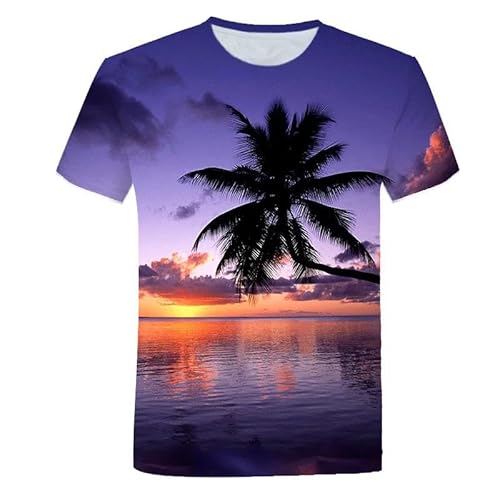 LIULINLIN Seepflanze Kokosnussbaum 3D-gedrucktes Herren-T-Shirt, atmungsaktive, lässige, kurzärmlige Alltagskleidung im Sommer von LIULINLIN