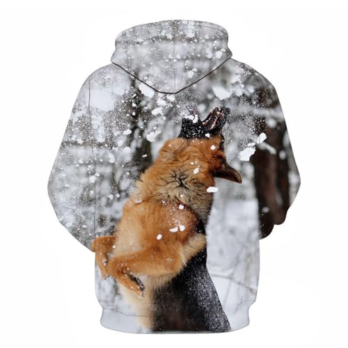 LIULINLIN Springender Tierwolf im Schnee 3D-Druck Herbst Herren Hoodie Hip-Hop Persönlichkeit Trend kreativer Harajuku lockere Freizeitkleidung von LIULINLIN