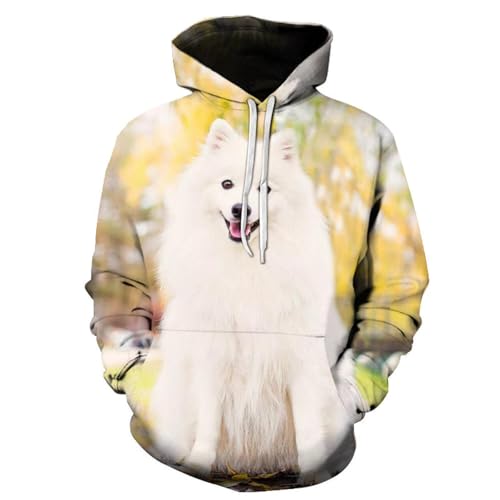 LIULINLIN Tier Weiß Haustier Hund 3D Gedruckt Herbst männer Hoodie Hip-Hop Persönlichkeit Trend Kreative Harajuku Lose Casual Wear von LIULINLIN