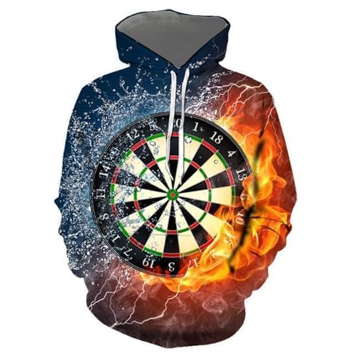 LIULINLIN Water Drop Flame Dartboard Herren 3D-Gedruckter Kapuzenpullover, lässiges Streetwear-Sweatshirt, übergroß, langärmelig von LIULINLIN