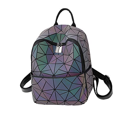 LIUNIAN Frauen Rucksack Leuchtend Geometrisch Nachtglühen Mode bunt rhombisch Tagesrucksack Rucksack Taschen für Frauen Mädchen Campus Im Freien (Bunt 2) von LIUNIAN