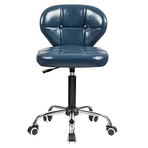 Ergonomischer Stuhl, Drehstuhl, Bürostuhl, Mehrzweck-Verstellhocker mit Rückenpolster und Universalrädern, Sicherheitsgasstange, strapazierfähiges PU-Lederkissen, fest und weich. (Farbe: Blau) von LIUNJHUY