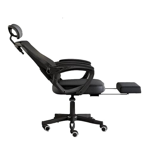 Home-Office-Schreibtischstuhl, 360-Dreh-Arbeitsstuhl mit Rollen, ergonomischer Bürostuhl mit Fußstütze, mit Kopfstütze und Rückenlehne verstellbarer Chefschreibtischstuhl, Schwarz interesting von LIUNJHUY