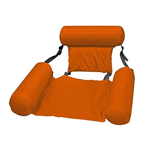 Klappstuhl, aufblasbarer Gürtel, Netzhängematte, faltbar, Rückenlehne mit doppeltem Verwendungszweck, schwimmende Reihe, Loungesessel zum Wasserspielen, schwimmendes Bett, Sofa (Farbe: Orange) von LIUNJHUY