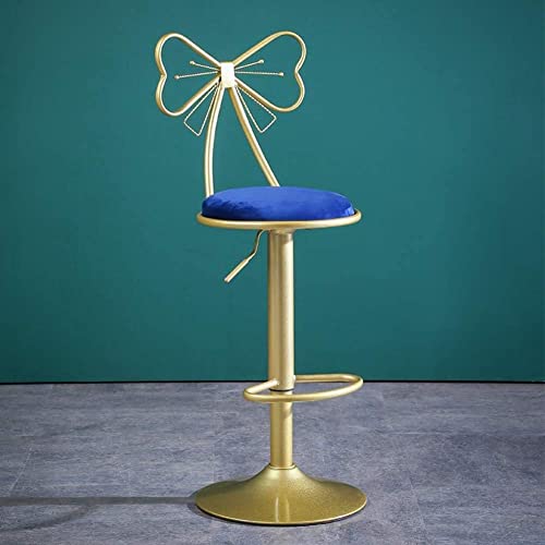 LIUNJHUY Barhocker Ergonomischer Stuhl im modernen Design mit Metallgestell, Verstellbarer drehbarer Barhocker, Samt-Barhocker mit Thekenhöhe (blau 65 cm) Interesting von LIUNJHUY