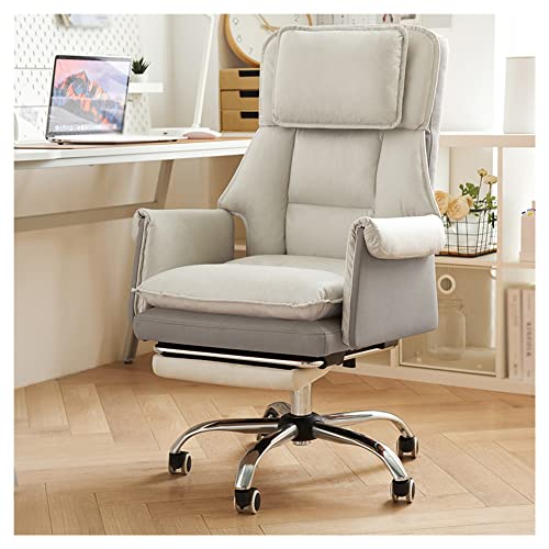 LIUNJHUY Bürostuhl, ergonomische Büro-Schreibtischstühle für zu Hause, drehbarer Arbeitsstuhl aus komfortablem Stoff, integrierter hochelastischer Schwamm mit Fußstütze, Kopfstütze, 135°-Neigung und von LIUNJHUY