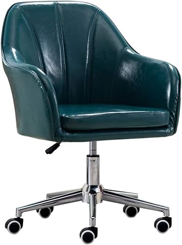 LIUNJHUY Chefsessel, Home-Office-Stuhl aus PU-Leder mit mittlerer Rückenlehne, gepolsterter Sitz, moderner und stilvoller Schreibtischstuhl mit Armlehnen für Arbeitszimmer, Schlafzimmer (Farbe: Grün) von LIUNJHUY