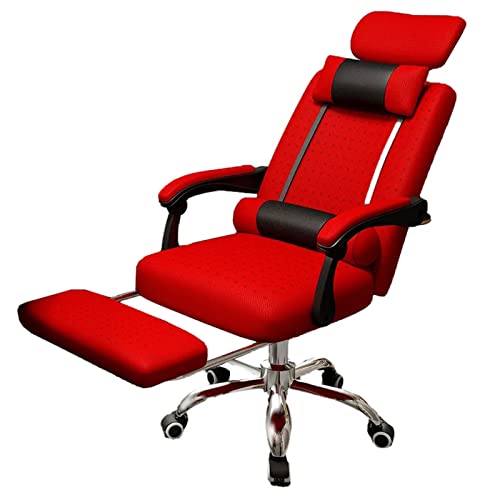 LIUNJHUY Chefsessel mit hoher Rückenlehne, ergonomischer drehbarer Bürostuhl mit einziehbarer Fußstütze, Verstellbarer Kopfstütze und gepolsterter Armlehne, für das Heimbüro, Rot Interesting von LIUNJHUY