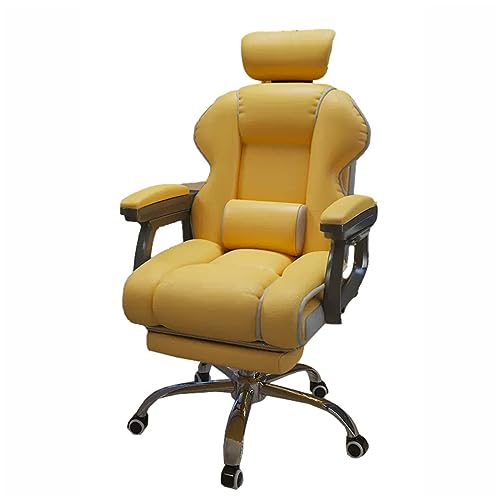LIUNJHUY Ergonomischer Ruhesessel, Bürostuhl für Führungskräfte mit Fußstütze und Lordosenstütze, verstellbare Rückenlehne, robuster 360°-Dreh-Gaming-Stuhl, für das Home-Office, gelb Interesting von LIUNJHUY